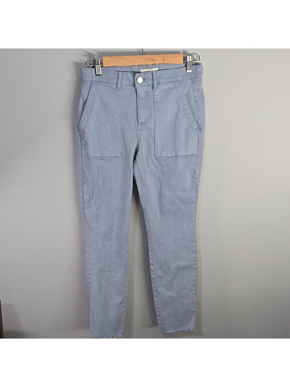 Loft Jeans Women's Size 4p 4 Petite vivid eggshell blue frayed-hem‎ Pants